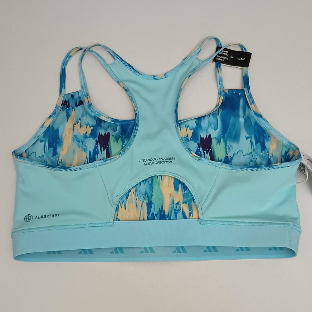 adidas Women's Powerreact Training Medium-Support Allover Print Bra XL A-C NWT - Picture 7 of 10